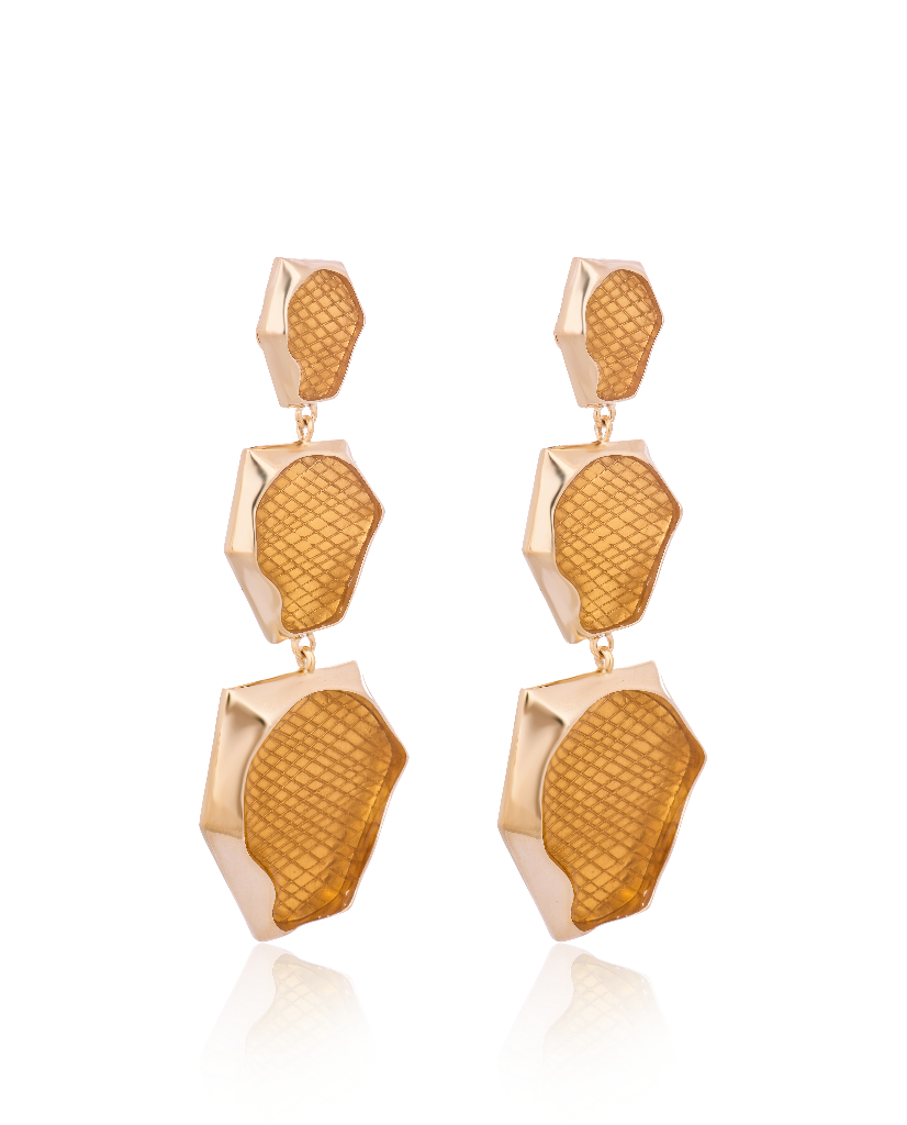 Kendra Ombre Citrine Hexagonal Earrings in 18K Gold