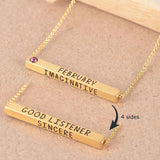 22k Gold Plated Birthmonth Engraved Bar Necklace - Jan to Dec