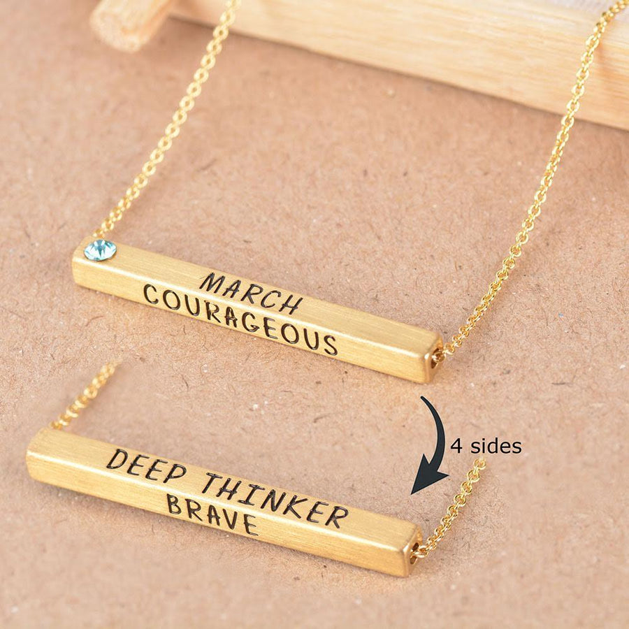 22k Gold Plated Birthmonth Engraved Bar Necklace - Jan to Dec