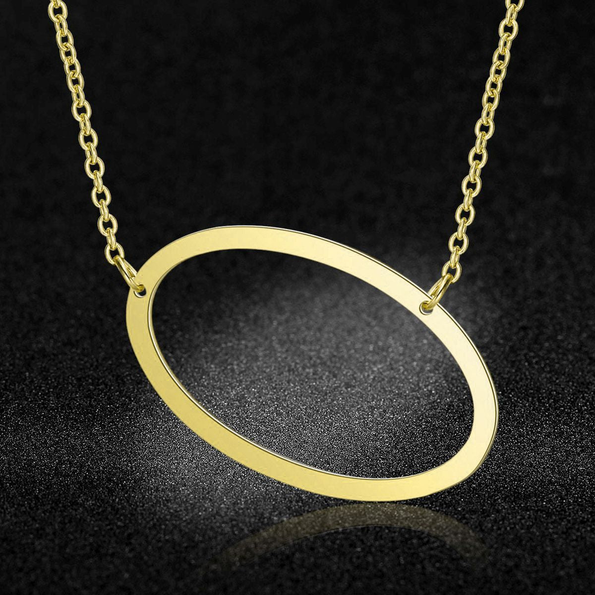 Sideway Big Initial 18k Gold Plated A-Z Pendant Necklace