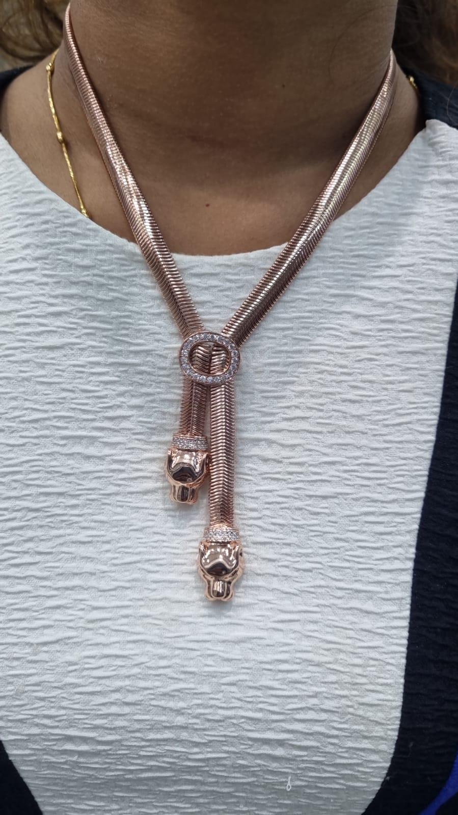 Double Headed Panthera Snakechain Dangler Necklace