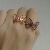 Crystal Butterfly Adjustable Ring