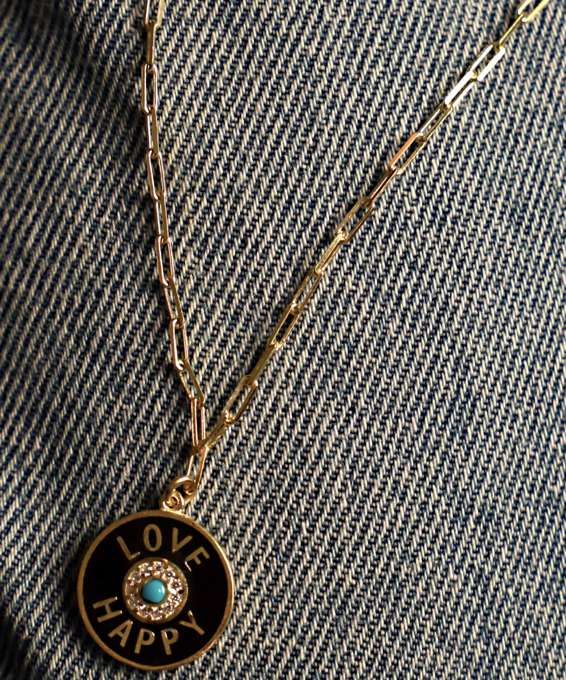 Love Happy Pendant Chain Necklace