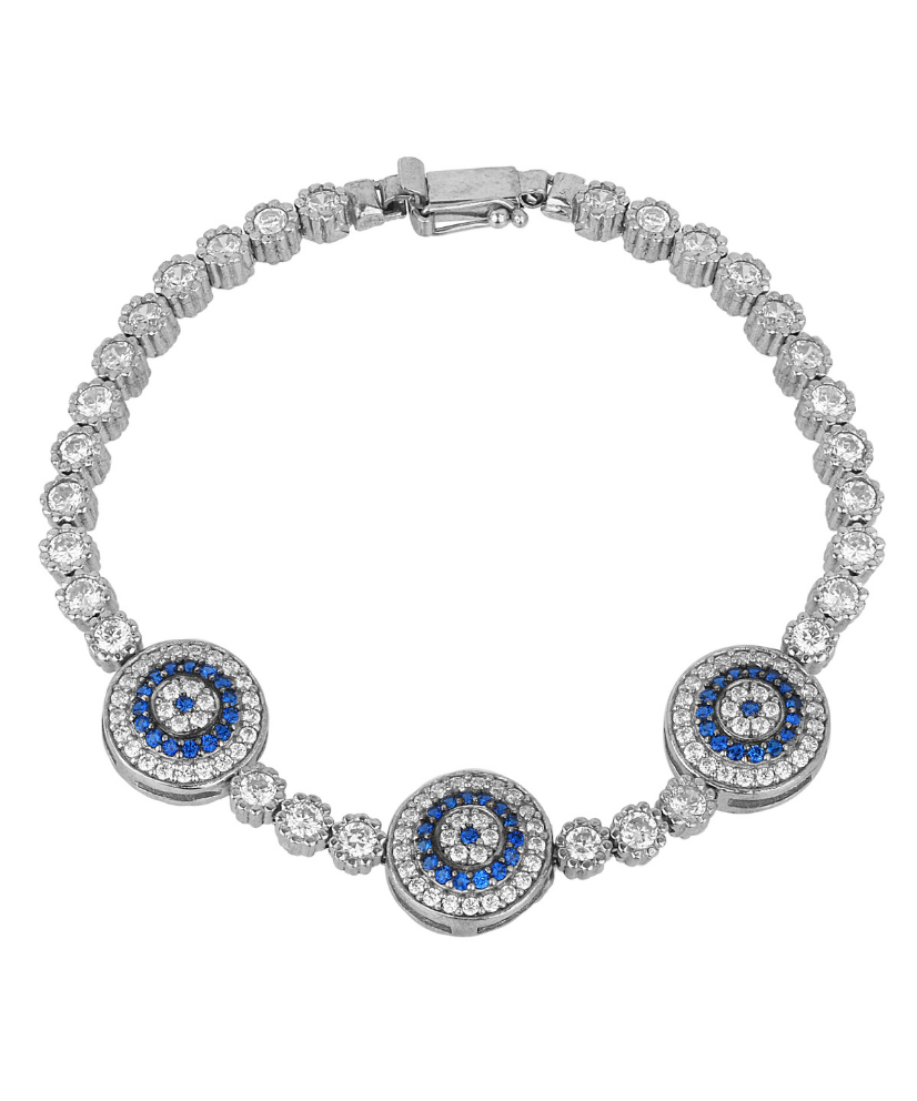 Trinity Evil Eye Tennis Bracelet with Swarovski Crystals & CZ Stones