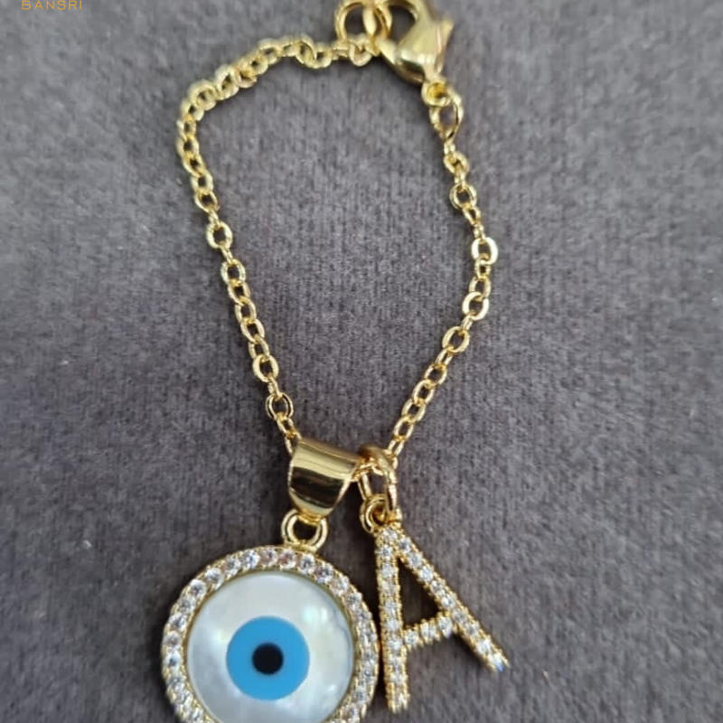 Personalized Initial & Evil Eye Disc Watch Charm