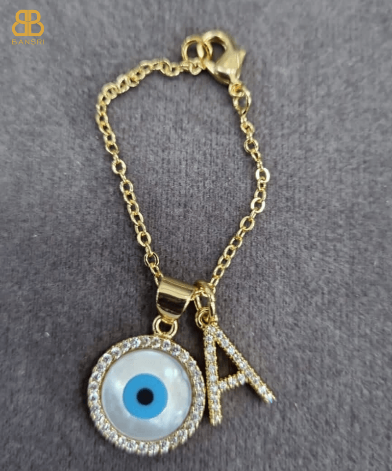 Personalized Initial & Evil Eye Disc Watch Charm