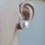 16mm Round Pearl Stud Earrings