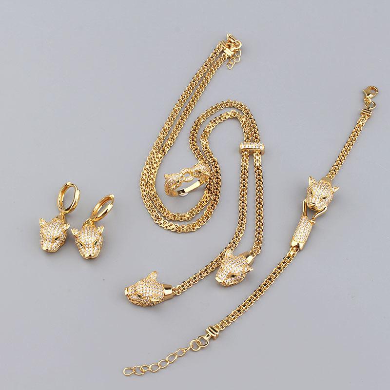 Panther Lariat Necklace, Bracelet, Earring & Ring Set