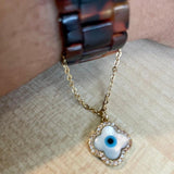 Lucky Clover Mother of Pearl Evil Eye Watch Charm