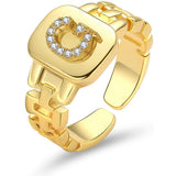 Gold Band Initial Letter Ring