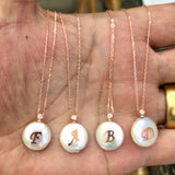 Mother of Pearl Rosegold Initial Necklace